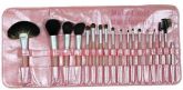 Kit de 18 Pincéis Rosa Cerdas Escuras