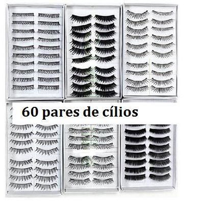 Kit com 60 Pares de Cílios