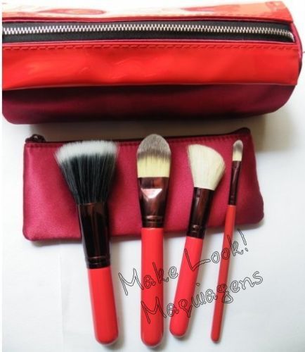 Kit 4 Pincéis para Face Vermelhos
